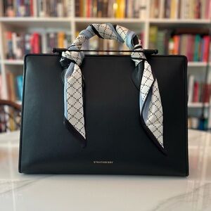 Strathberry Black Leather Midi Tote